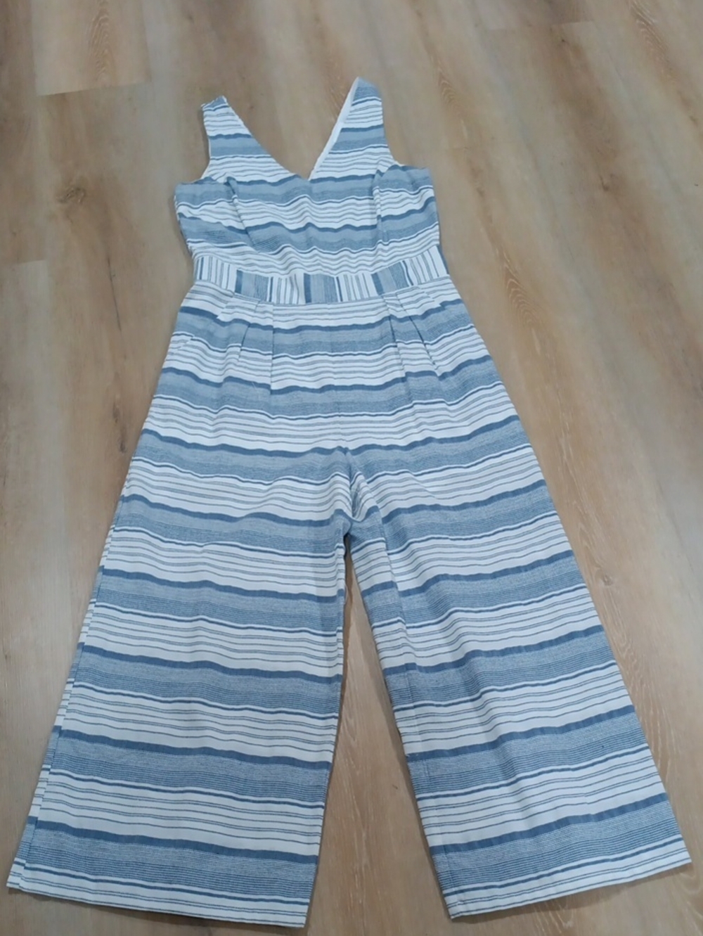 Sugarlips Blue and White Striped Wide-Leg Jumpsuit